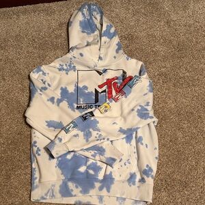 MTV Blue and White Tie-Dye Hoodie